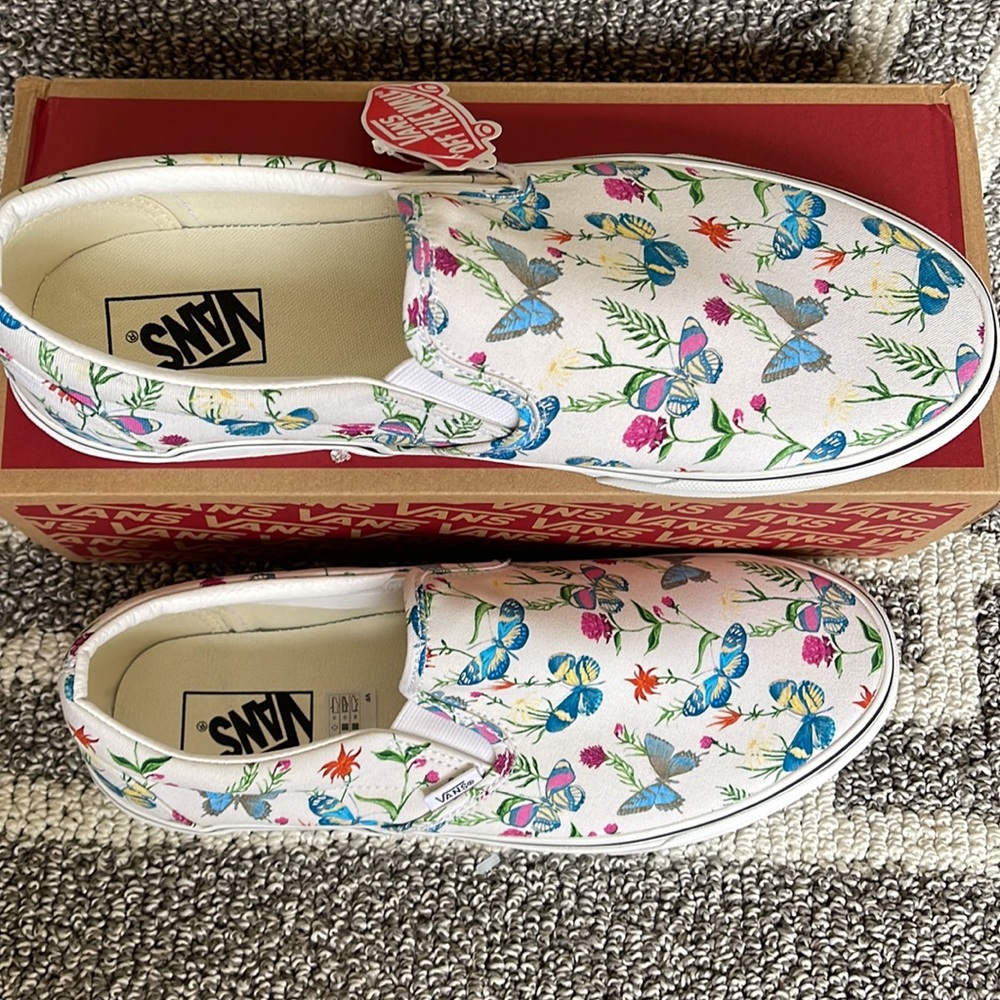 Vans Classic Slip-On Butterfly Floral Marshmallow MENS - Picture 4 of 16